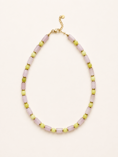 Collier Candy en quartz rose en jade lemon