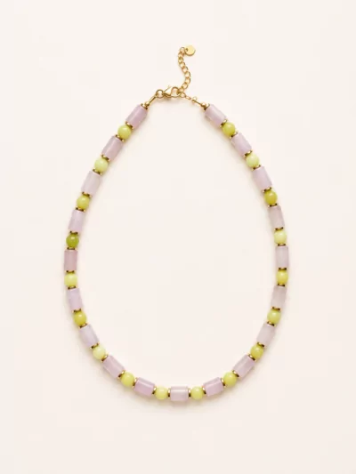 Collier Candy en quartz rose en jade lemon