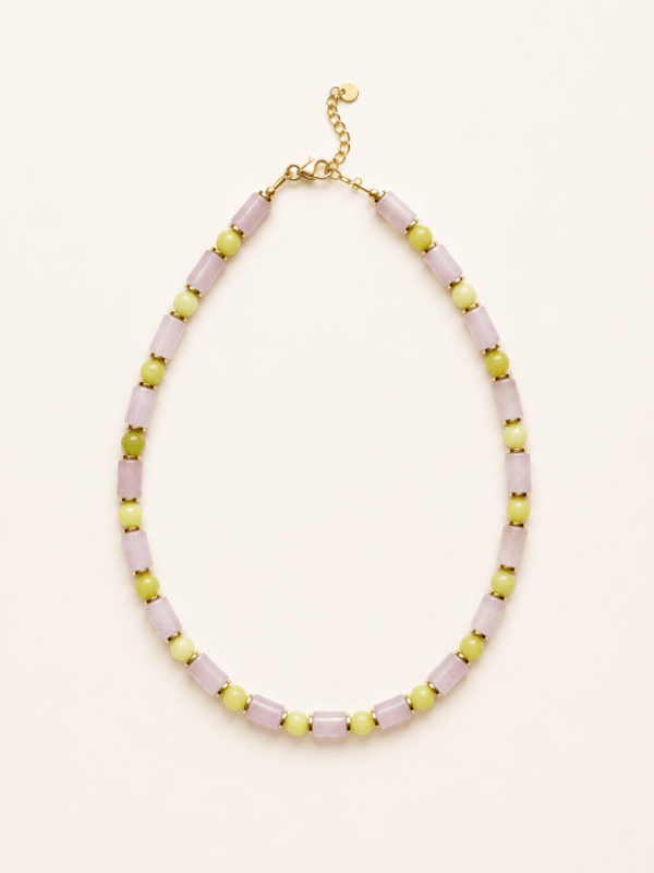 Collier Candy en quartz rose en jade lemon