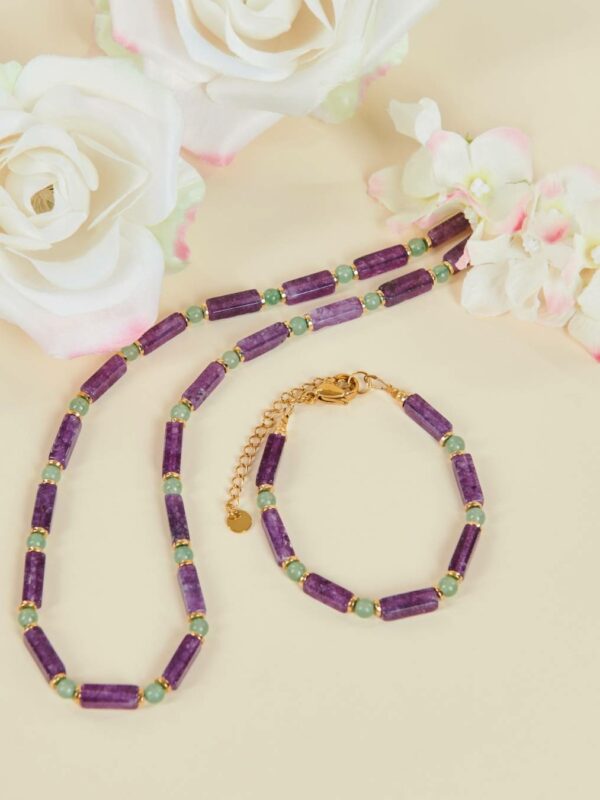 Collier et bacelet Indira améthyste et aventurine
