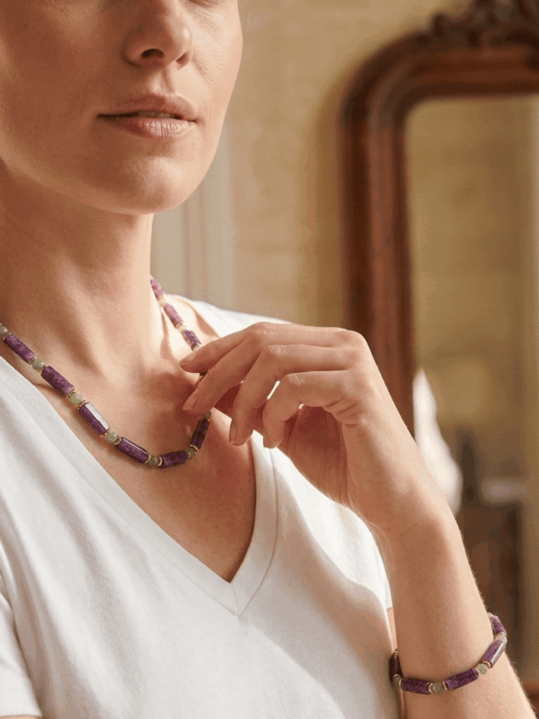Collier et bracelet Indira en améthyste et aventurine