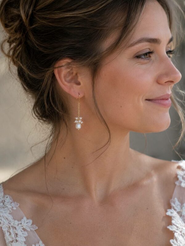 Boucles d'oreilles Amicie en perles d'eau douce et acier inoxydale
