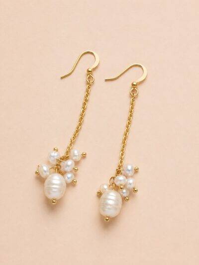 Boucles d'oreilles Amicie en perles d'eau douce et acier inoxydale