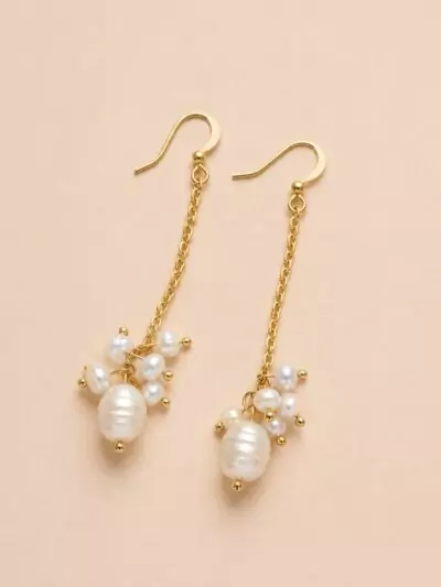 Boucles d'oreilles Amicie en perles d'eau douce et acier inoxydale