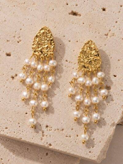 Boucles d'oreilles Medusa en acier inoxydable et perles d'eau douce