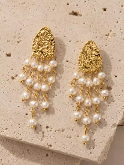 Boucles d'oreilles Medusa en acier inoxydable et perles d'eau douce