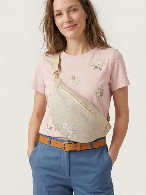 Sac banane lin blanc cassé naturel