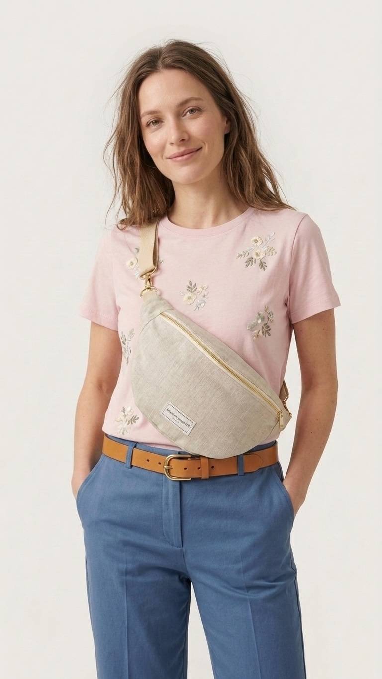 Sac banane lin blanc cassé naturel
