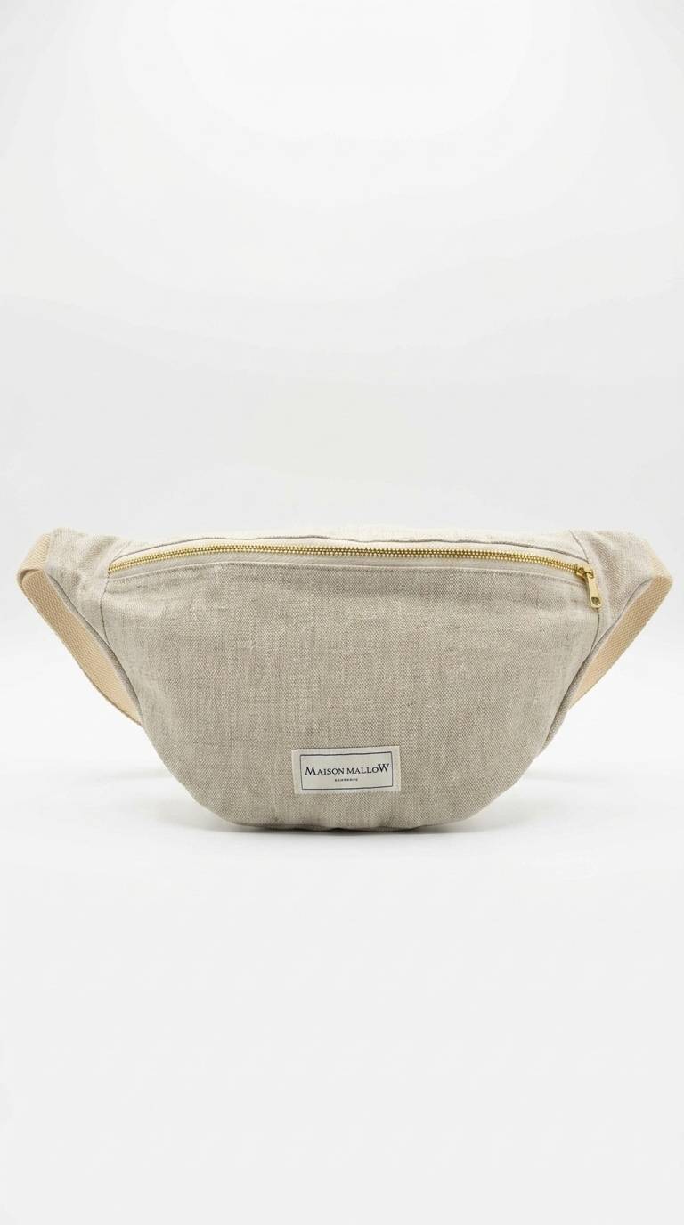 Sac banane lin blanc cassé naturel