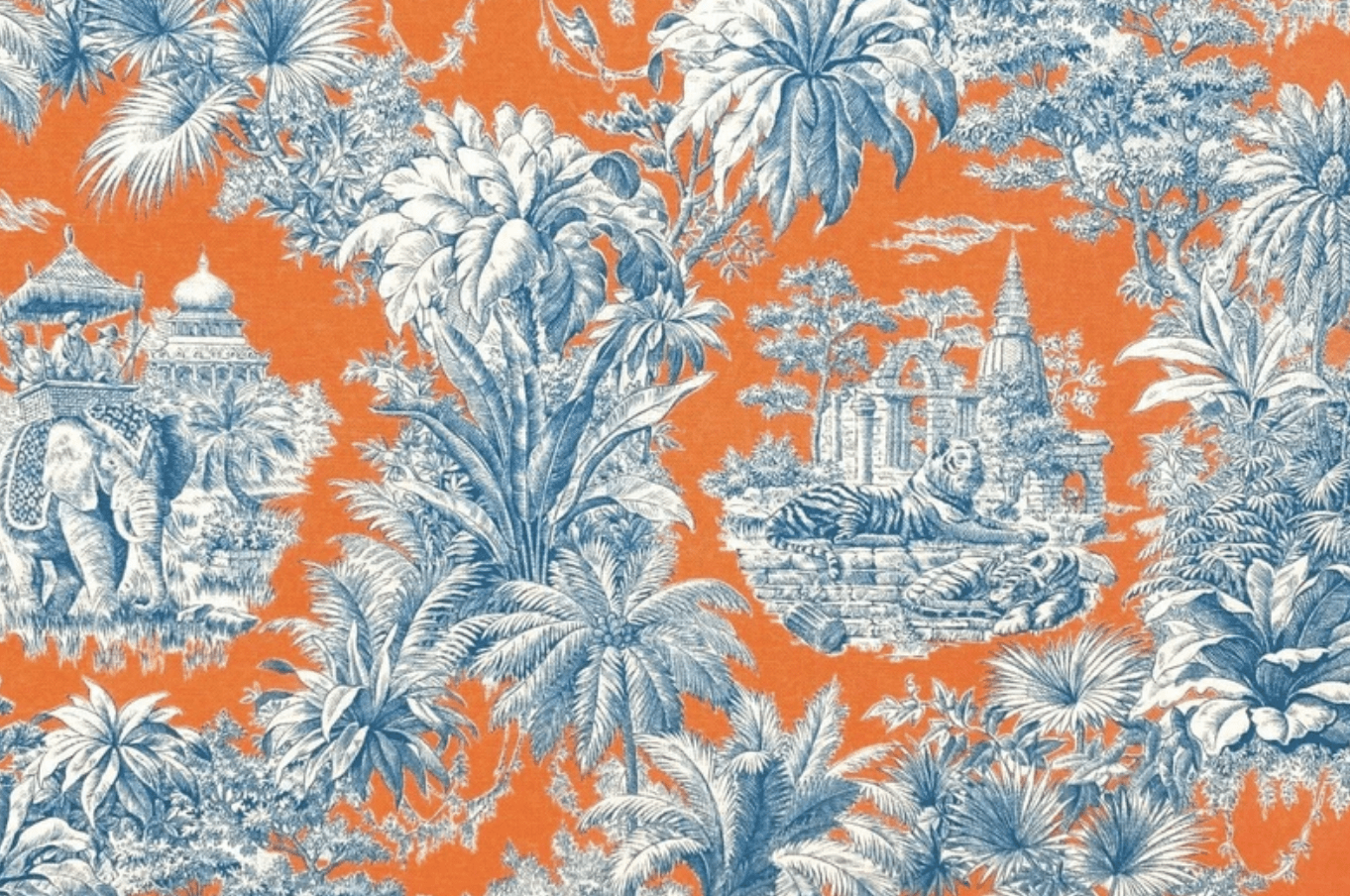 Illustration en toile de Jouy orangée