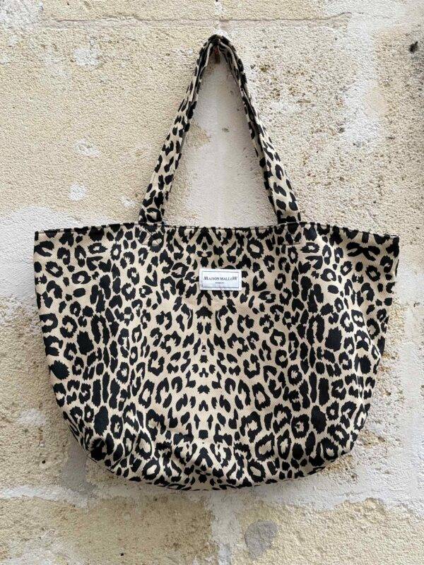 Cabas léopard beige et noir face