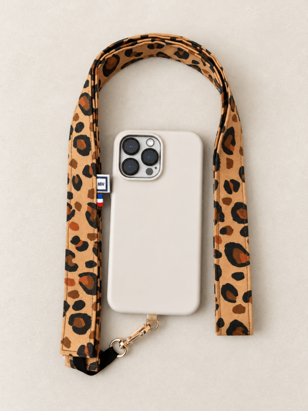 Cordon de téléphone leopard marron clair