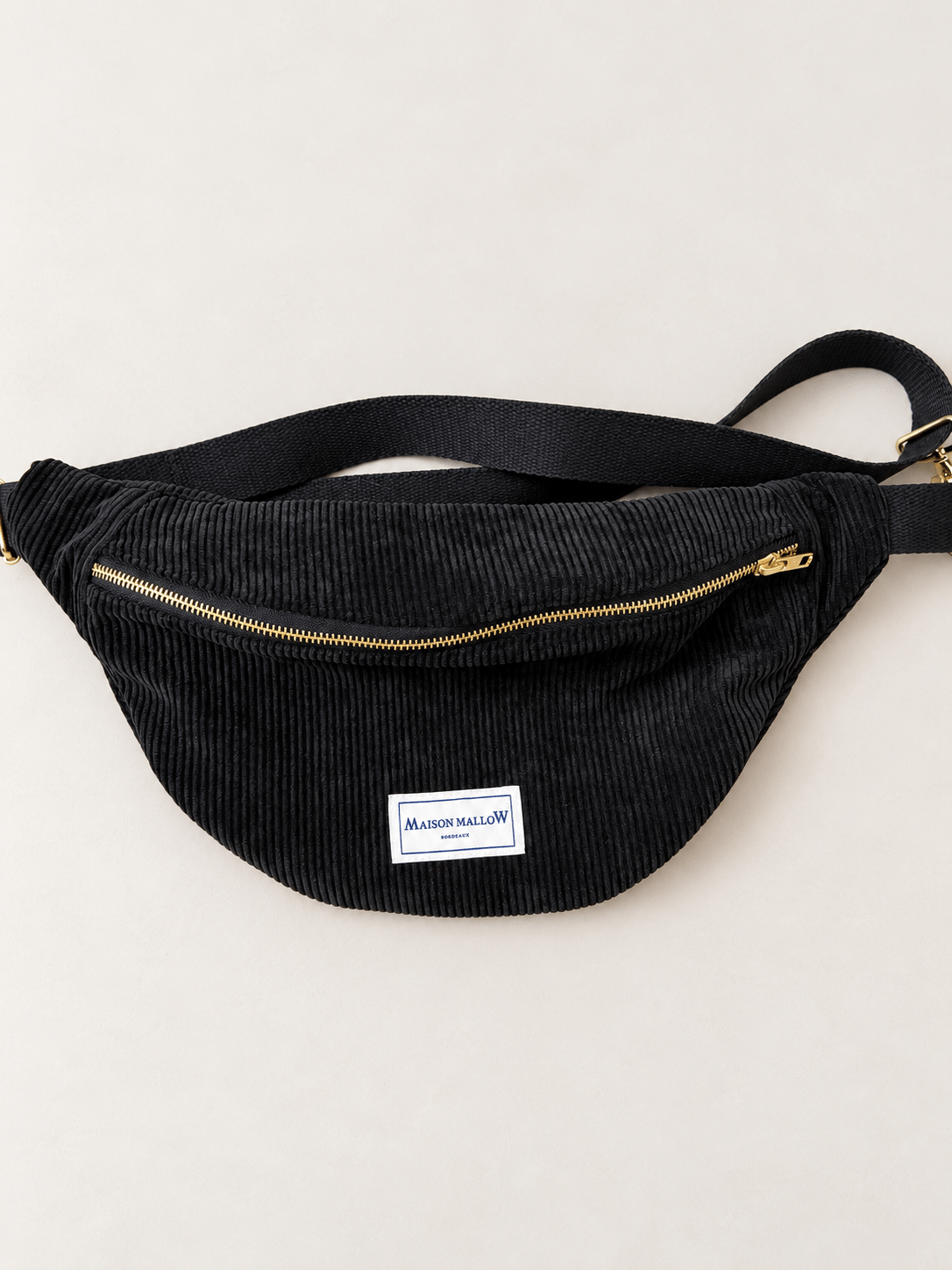 Sac banane en velours côtelé noir